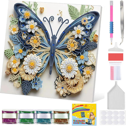 Butterfly Diamond Art 10x10 Full Drill Kit - Framed DIY Mosaic Art for Adults (Wall Decor, Irregular Diamonds, Beginner-Friendly)