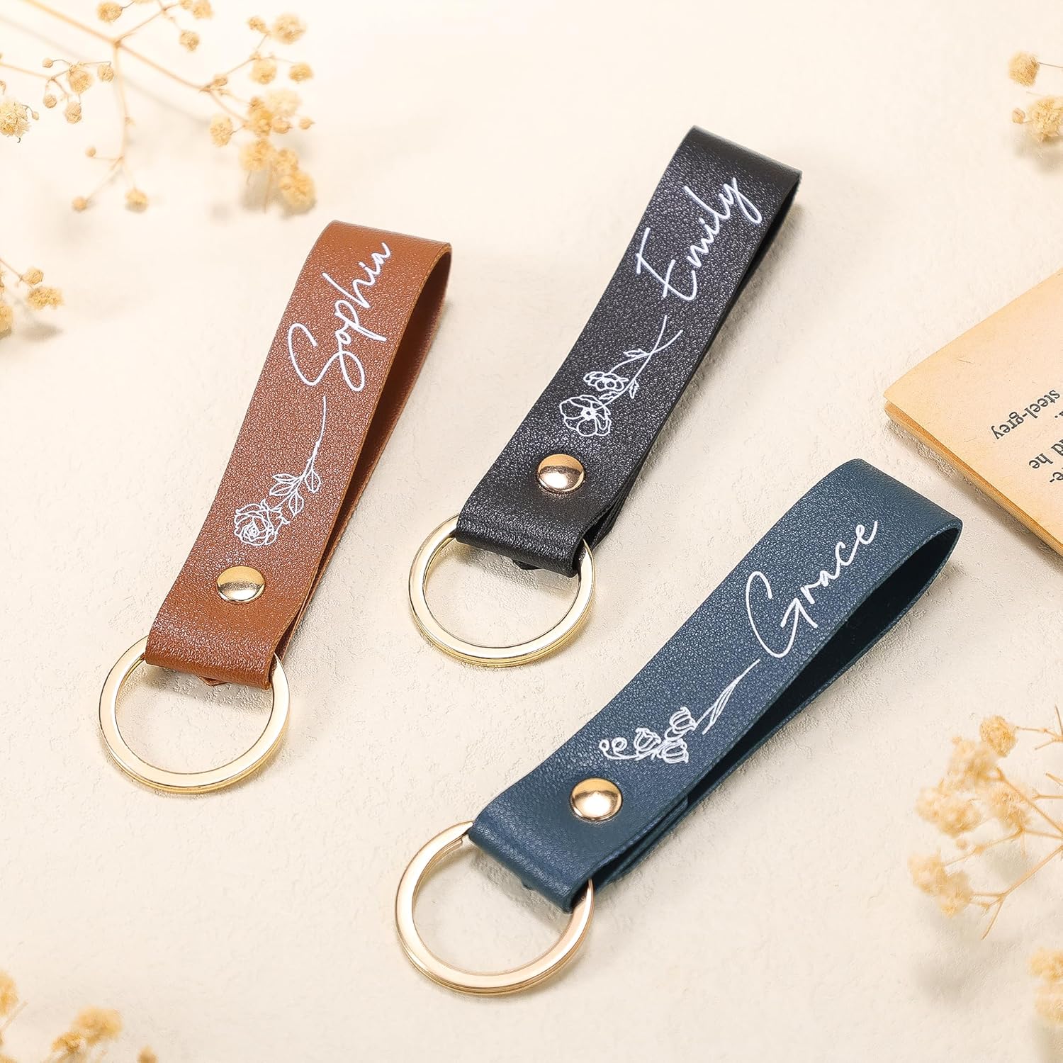 Custom Birth Flower Keychain 
