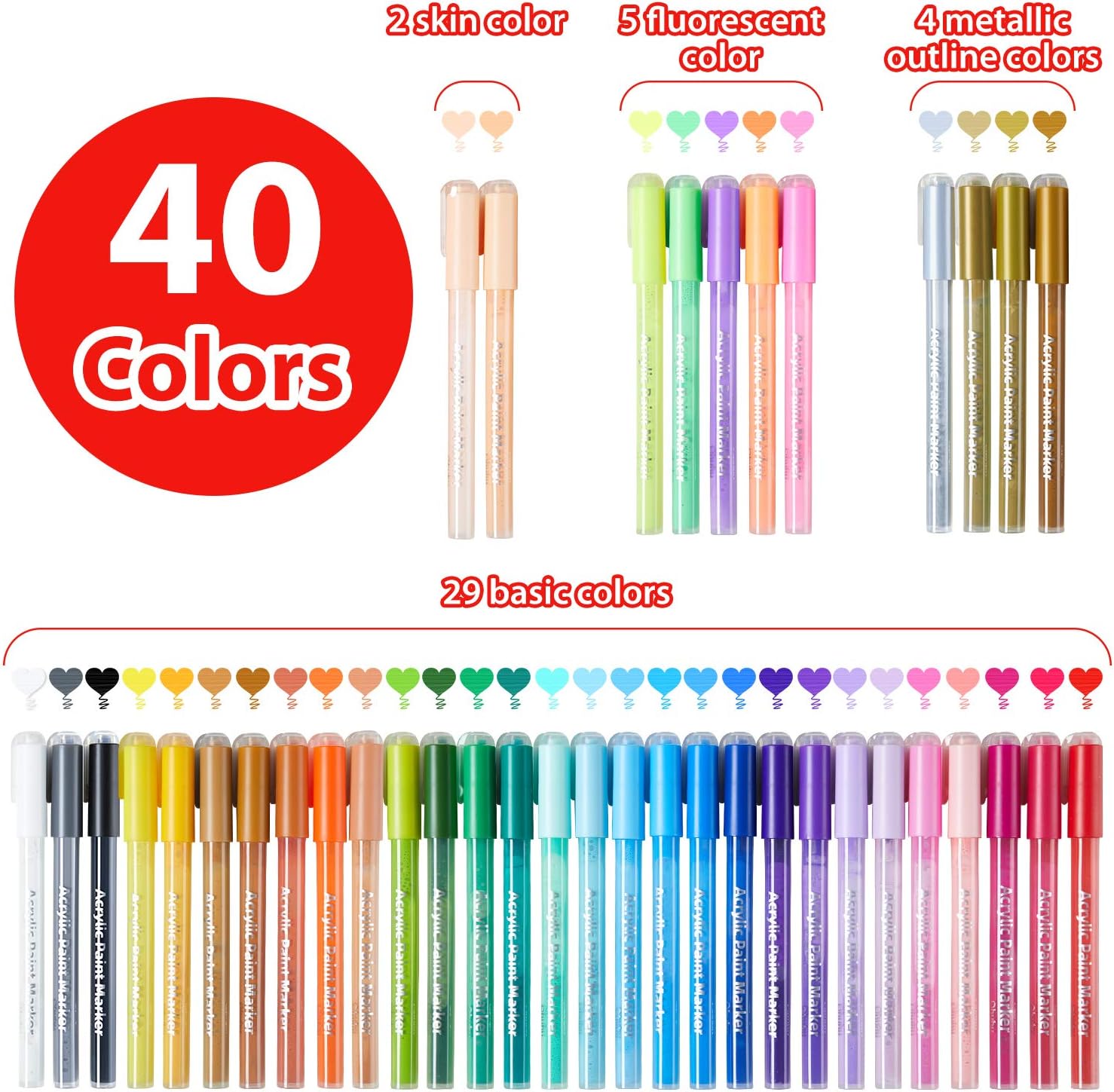 Ohuhu acrylic paint markers 40 colors