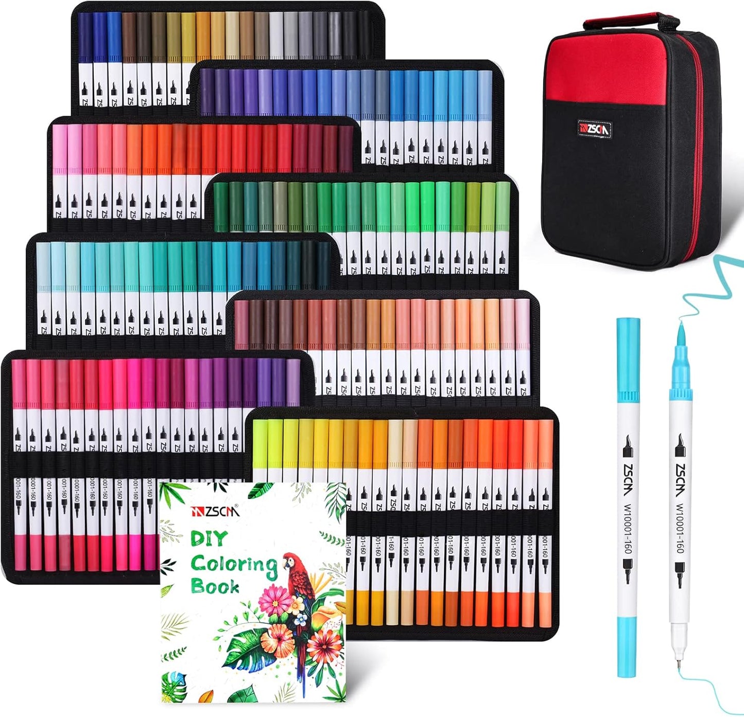 ZSCM dual tip brush markers set