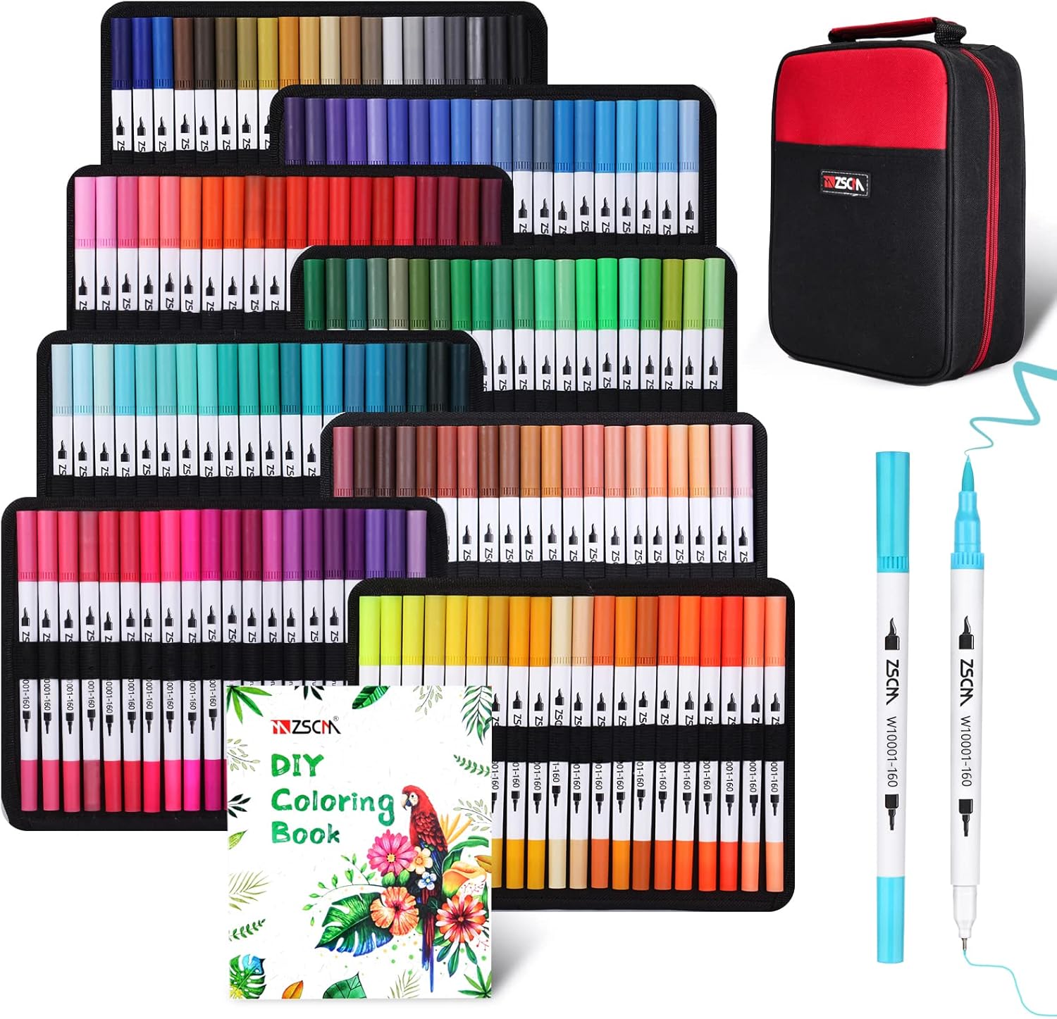 ZSCM dual tip brush markers set