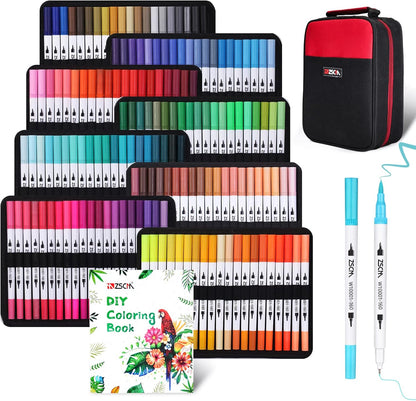 ZSCM dual tip brush markers set