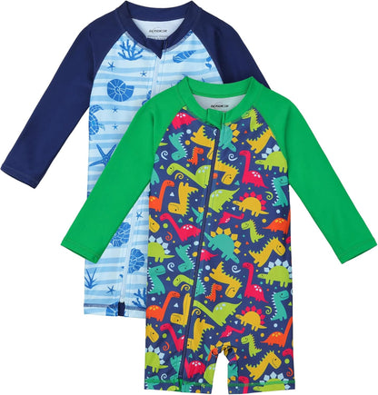 2 Pack Toddler Boys Swimsuits UPF 50+ Rash Guard