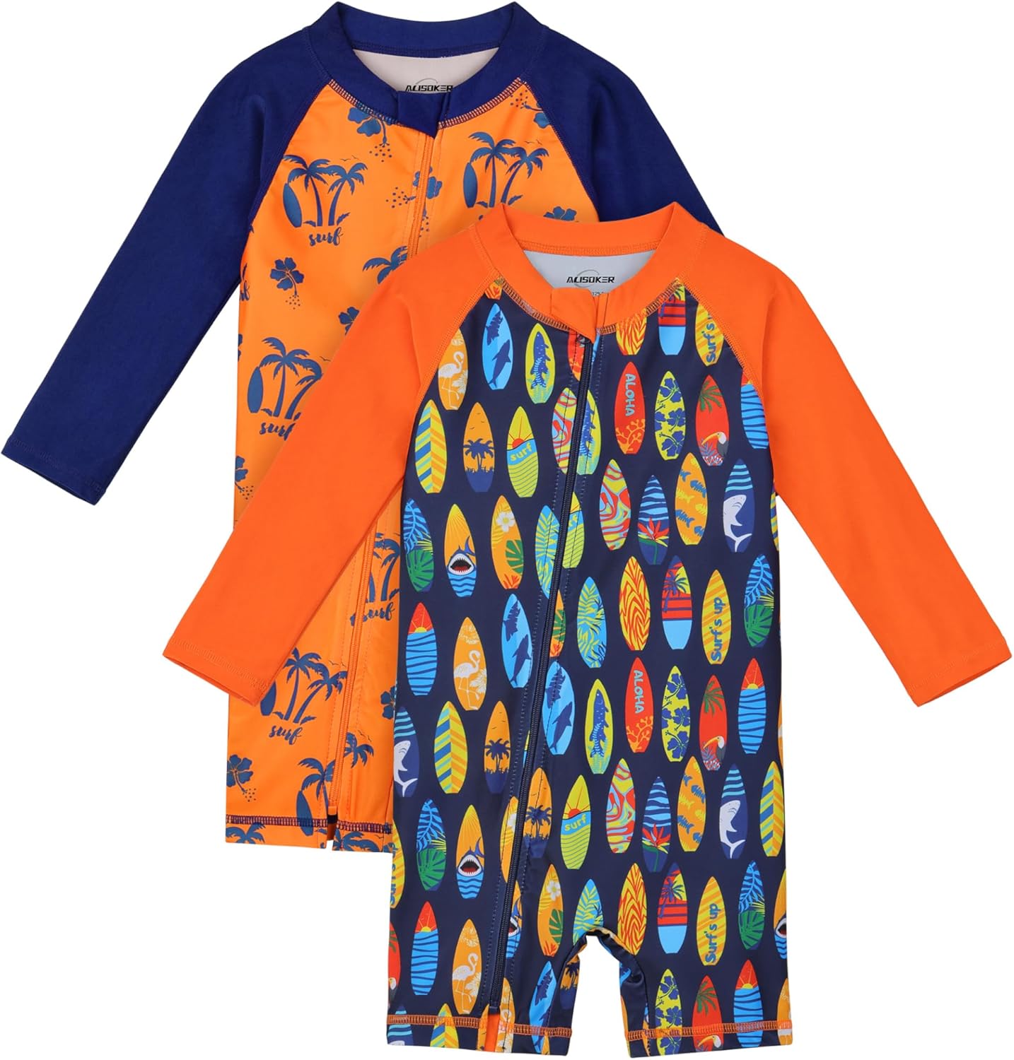 2 Pack Toddler Boys Swimsuits UPF 50+ Rash Guard
