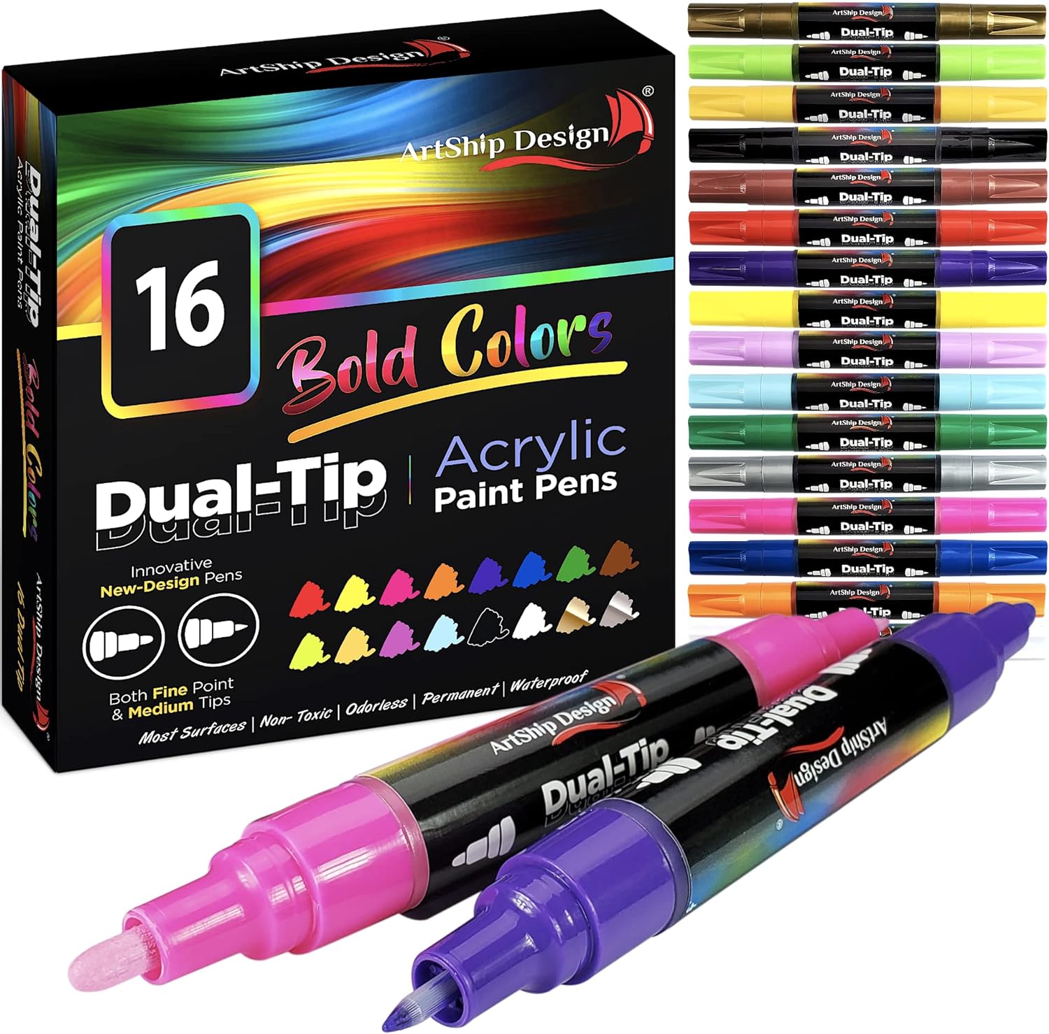 ArtShip Design 10 Black Acrylic Paint Pens