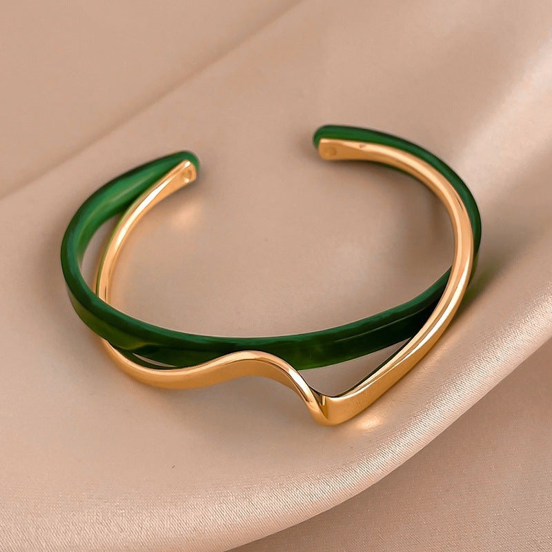 Adjustable White Shellfish Plate Bracelet for Women, 2-Layer Luxury
