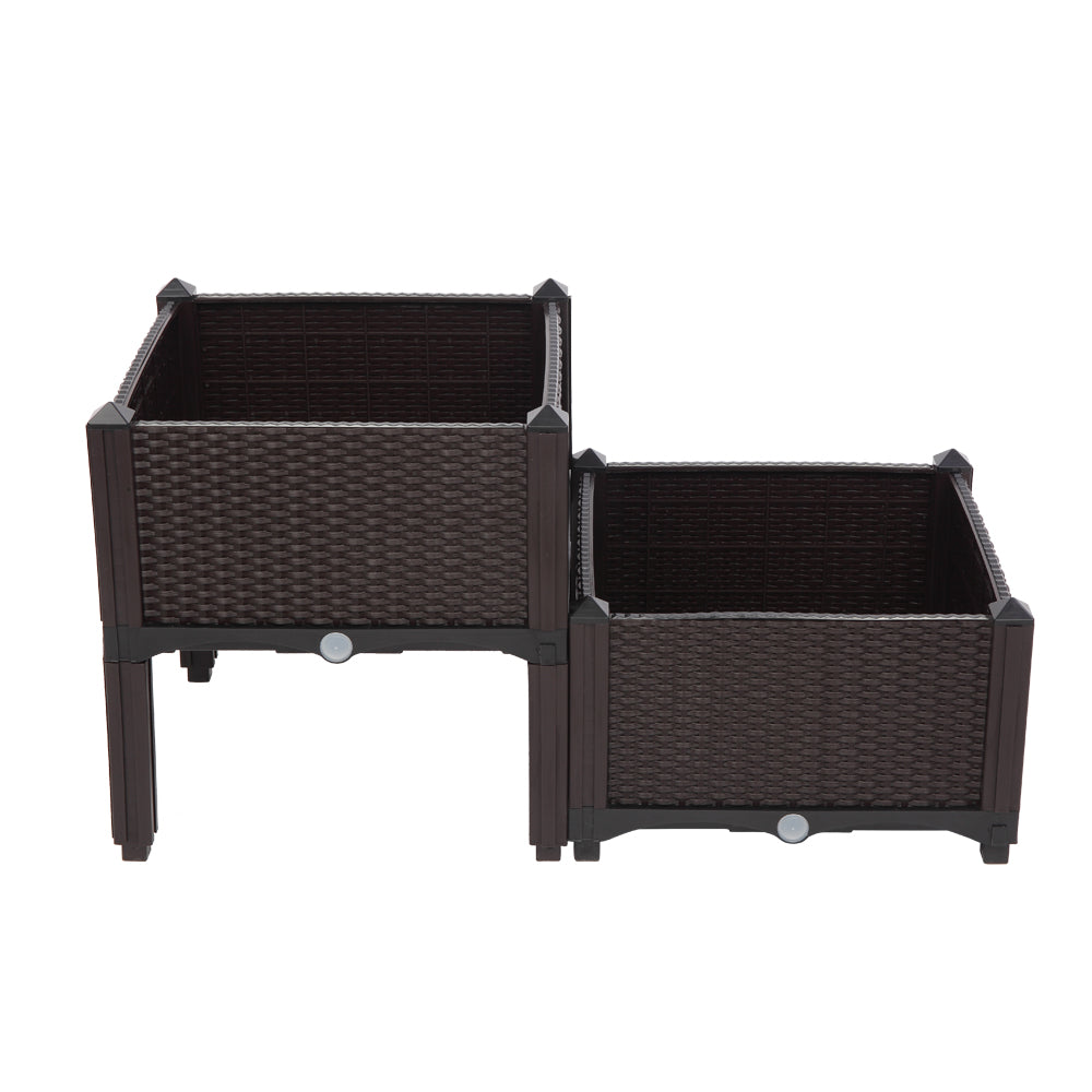2PCS Brown Free Splicing Injection Molded Planter Box