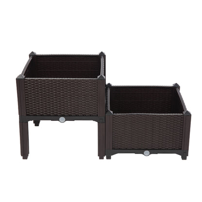 2PCS Brown Free Splicing Injection Molded Planter Box