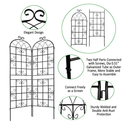 2 Pack Metal Garden Trellis Rustproof Trellis For Climbing Plants