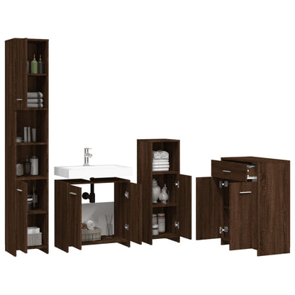 Bathroom Furniture Set Brown Oak Engineered Wood Standard