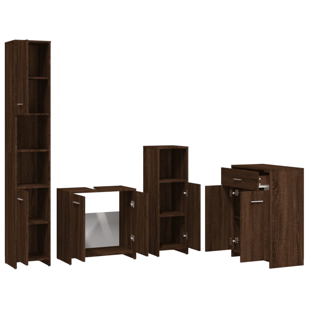 Bathroom Furniture Set Brown Oak Engineered Wood Standard