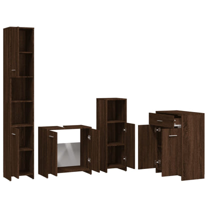 Bathroom Furniture Set Brown Oak Engineered Wood Standard