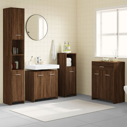 Bathroom Furniture Set Brown Oak Engineered Wood Standard
