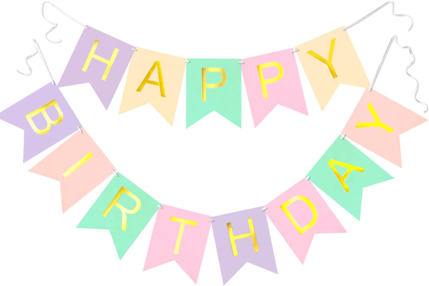 Pink Happy Birthday Banner with Gold Sparkles