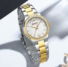 Women's small dial Roman numeral casual watch in white and pink