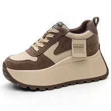 8cm Microfiber Leather Platform Wedge Fashion Women Spring Autumn Chunky Sneakers Shoes Breathable Comfortable Vulcanize