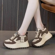 8cm Microfiber Leather Platform Wedge Fashion Women Spring Autumn Chunky Sneakers Shoes Breathable Comfortable Vulcanize