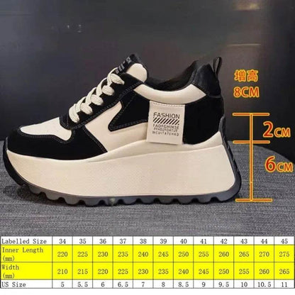 8cm Microfiber Leather Platform Wedge Fashion Women Spring Autumn Chunky Sneakers Shoes Breathable Comfortable Vulcanize