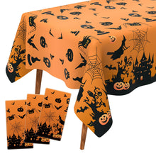 Halloween Tablecloth 3 Pcs Plastic Tablecloth for Halloween Rectangle Disposable Table Cover Waterproof Tablecover for Halloween Party Decoration Outdoor Dinner Kitchen Home Decor 54 x 108 inches -- FastCartUS -- product