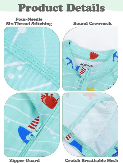 2 Pack Toddler Boys Swimsuits UPF 50+ Rash Guard