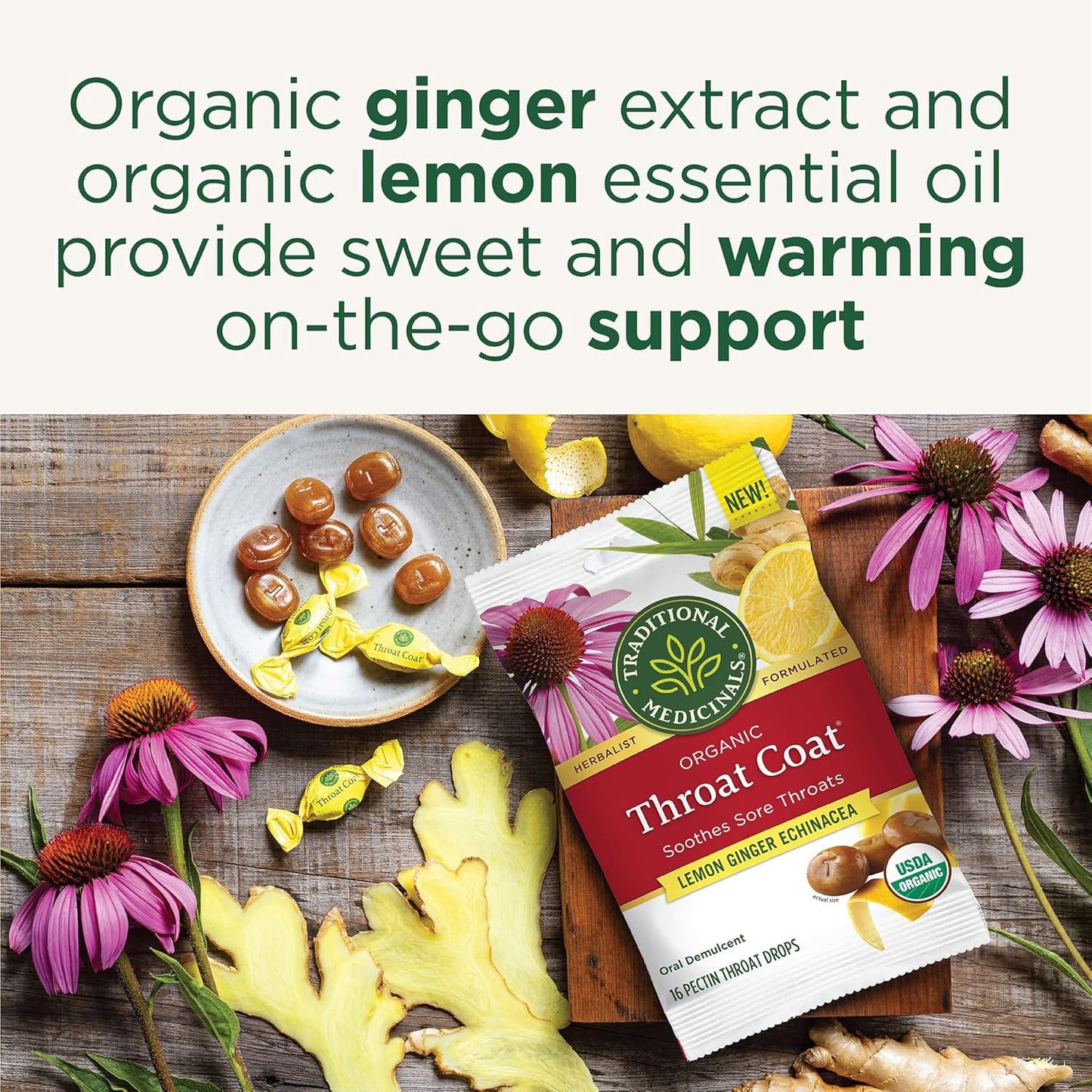 Throat Coat Lemon Ginger Lozenges 