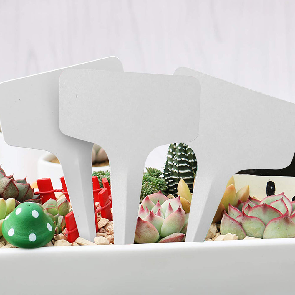 100 pcs PVC Garden Labels White Gardening Plant Sorting Sign Tag Ticket Plastic Writing Plate Board Plug