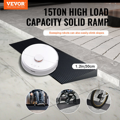 Cuttable Rubber Threshold Ramp 1.2 Rise Non Slip Wheelchair Ramp
