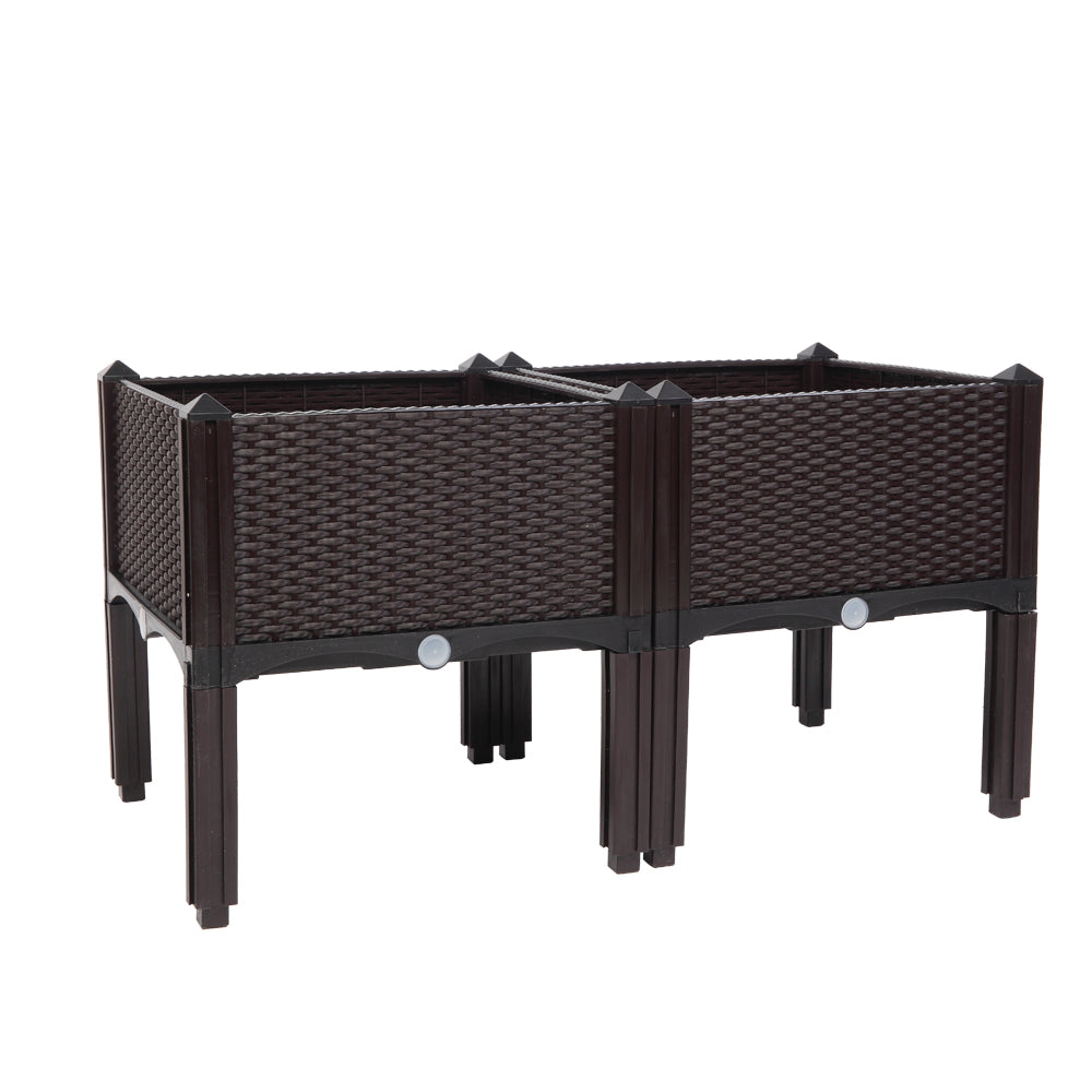 2PCS Brown Free Splicing Injection Molded Planter Box