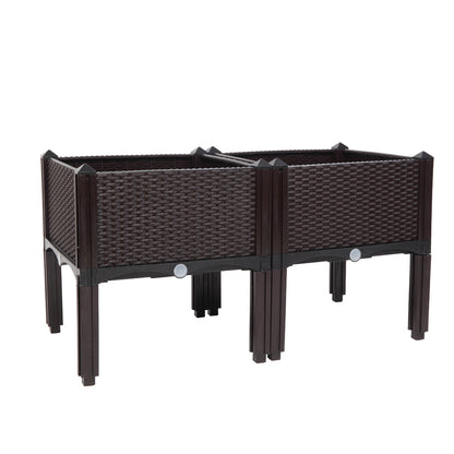 2PCS Brown Free Splicing Injection Molded Planter Box