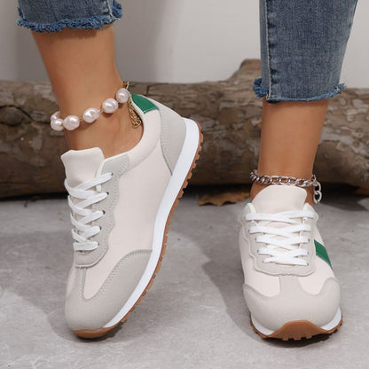 KayBee & Co Leather Contrast Rounded Toe Flats Sneakers