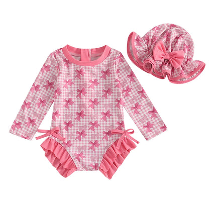 Baby Girl Floral Print Backless Bathing Suit