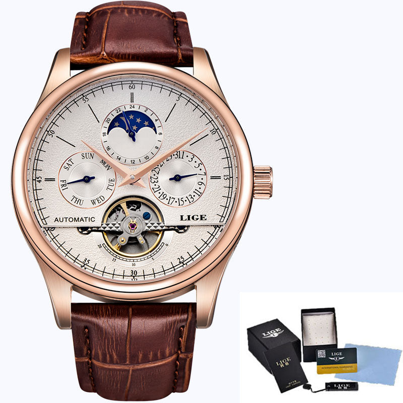 Men’s Automatic Mechanical Watch – Tourbillon Retro Leather Wristwatch