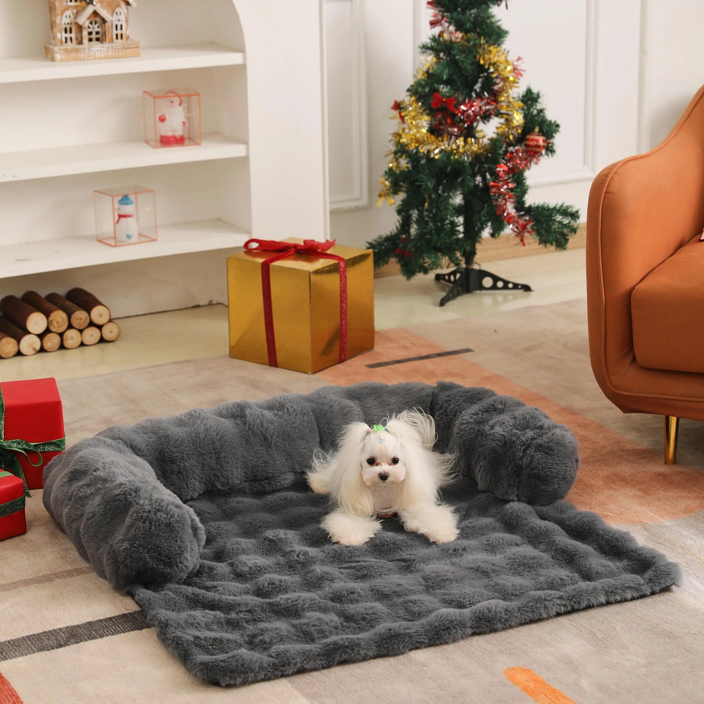 Petorest Fluffy Plush Dog Sofa – Soft, Warm & Washable Pet Bed Pad