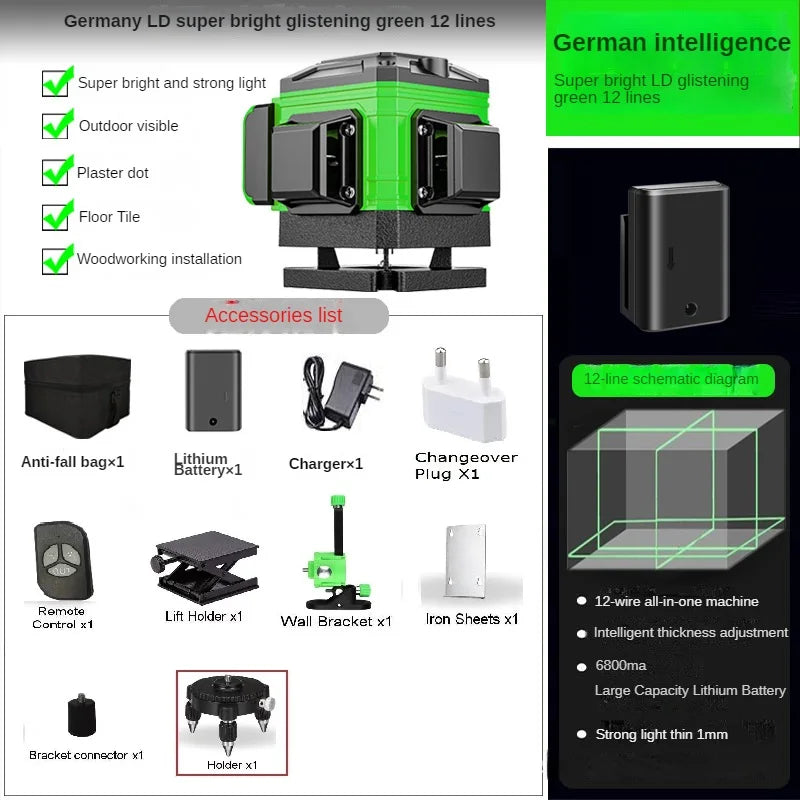 tripod/nivel a laser 16 Lines Laser profesional Level green line Self-leveling 360 autonivelant