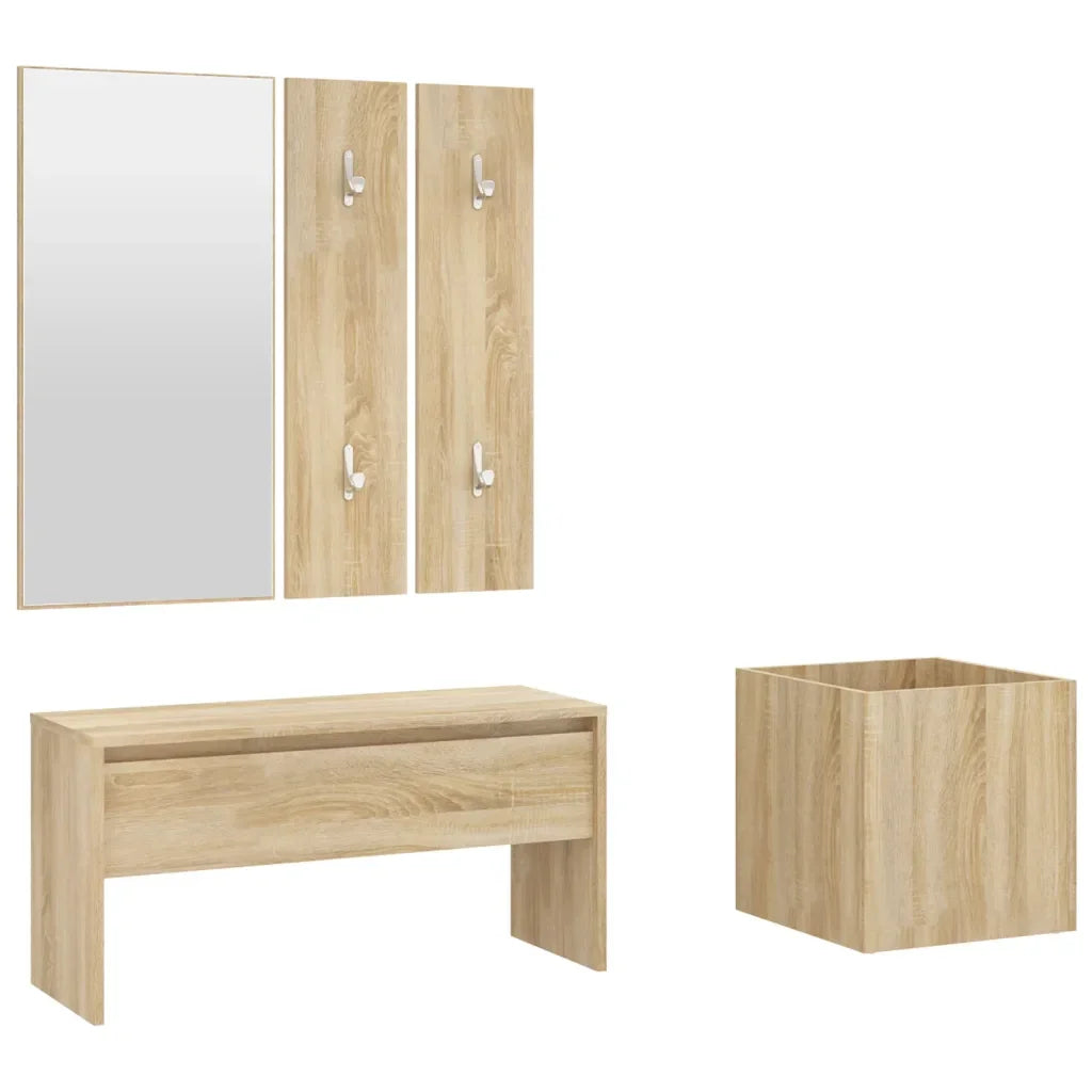 Hallway Furniture Set Smoked Oak Engineered Wood