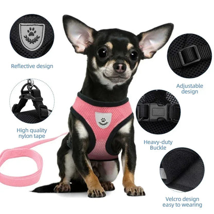 Adjustable cat harness for walking with soft secure vest design