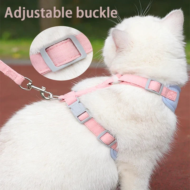Adjustable soft puppy harness leash set for small dogs and training