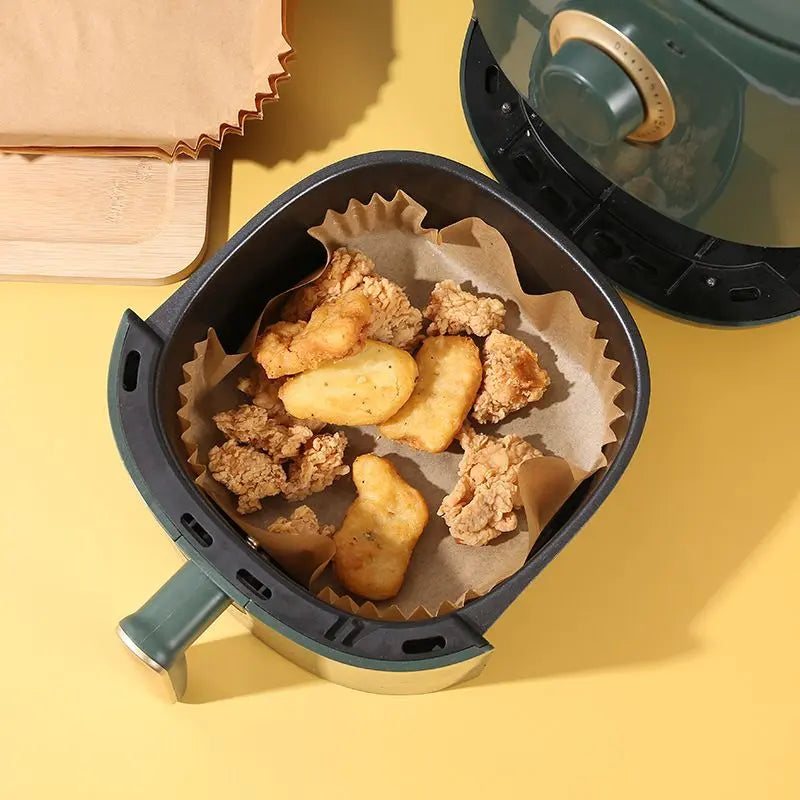 Air fryer disposable paper liners for non-stick and easy cleaning

