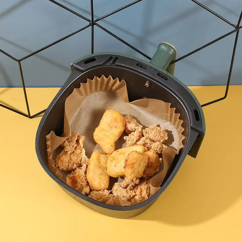 Air fryer disposable paper liners for non-stick and easy cleaning

