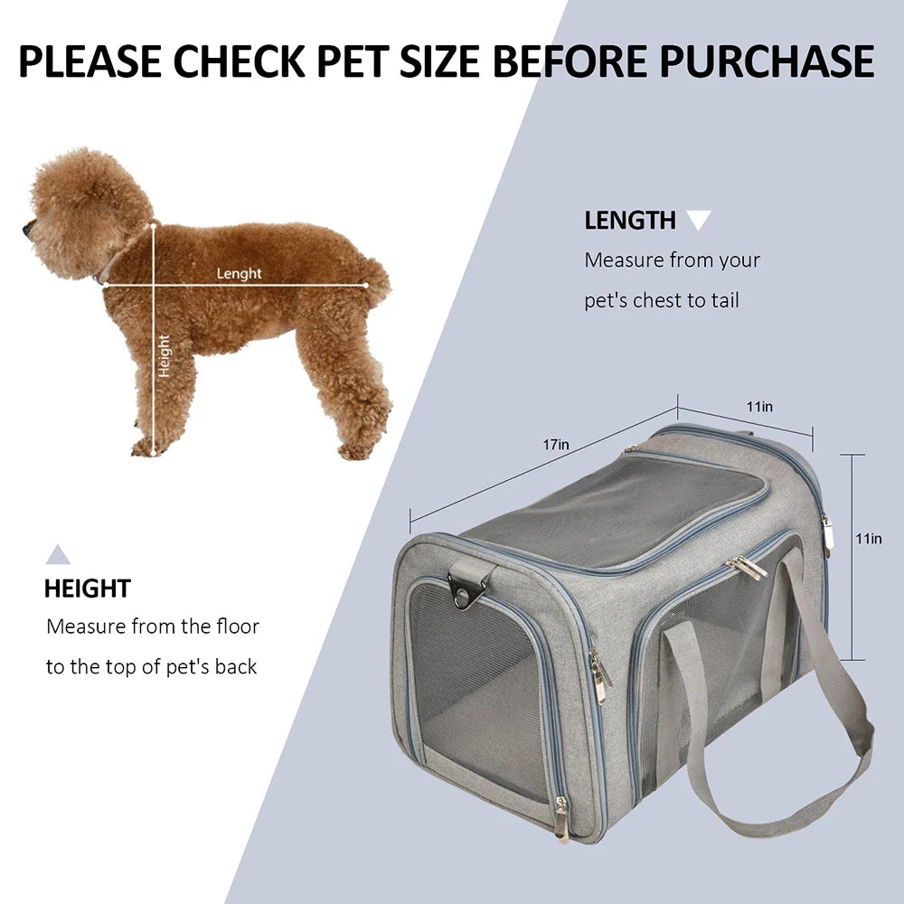 Airline approved pet travel bag for small dogs and cats

