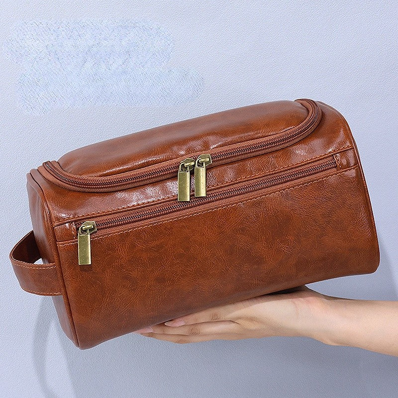 Large Capacity Men’s Toiletries Bag – Waterproof PU Travel Organizer