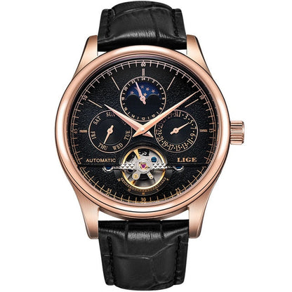 Men’s Automatic Mechanical Watch – Tourbillon Retro Leather Wristwatch