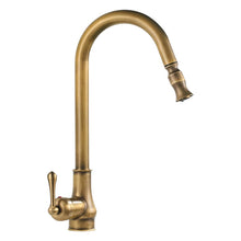 Brass pull out kitchen tap with single lever and extendable sprayer