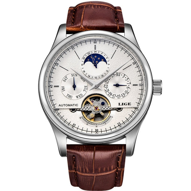 Men’s Automatic Mechanical Watch – Tourbillon Retro Leather Wristwatch