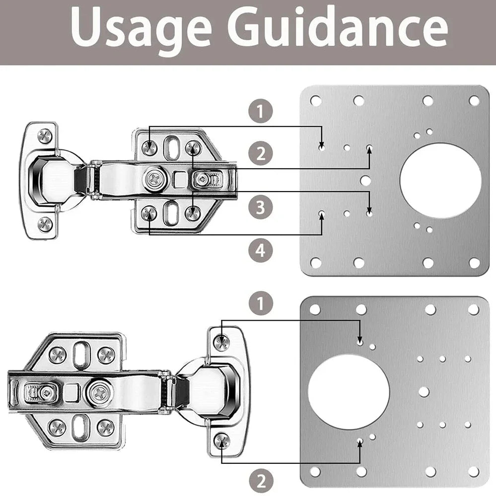 Cabinet hinge repair plate for kitchen cupboard door hinge support