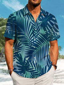 Casual Plants Palm Leaves Print Art Large Size Shirt