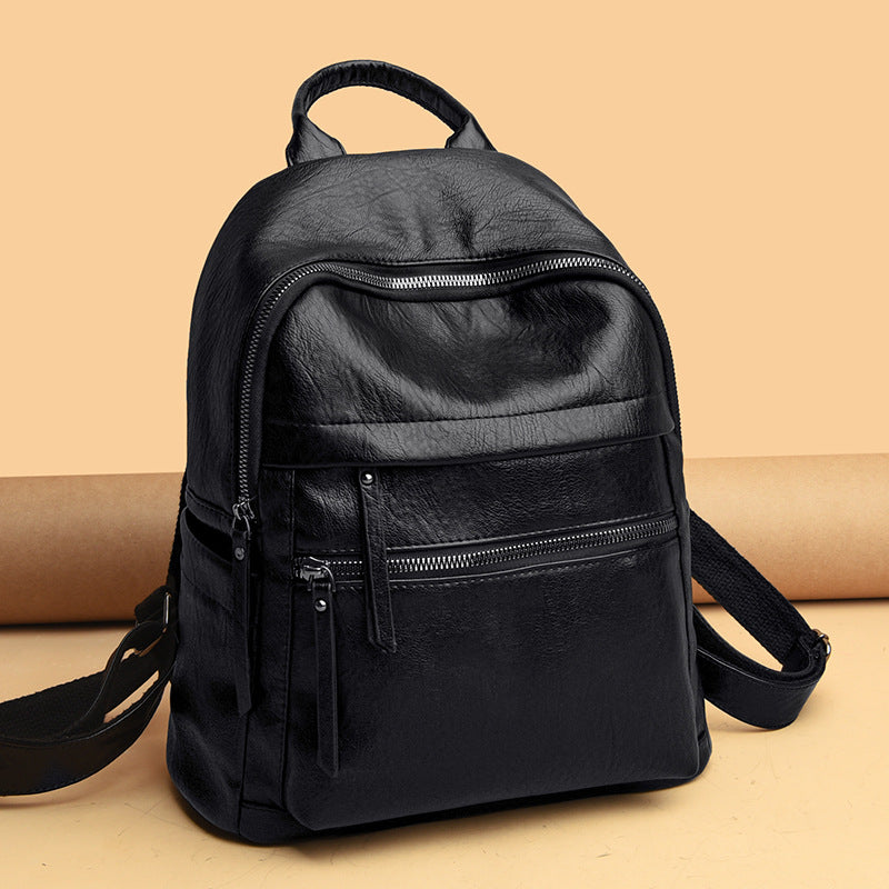 Soft leather student backpack
