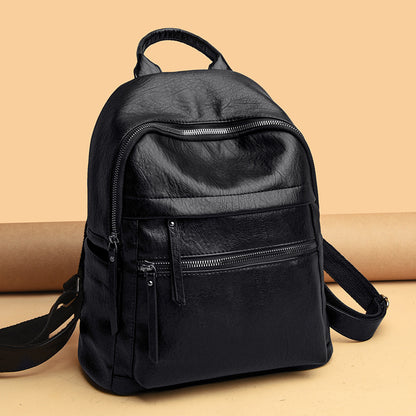 Soft leather student backpack