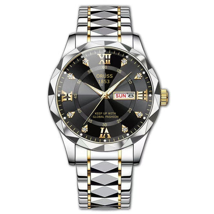 Mens dual calendar watch