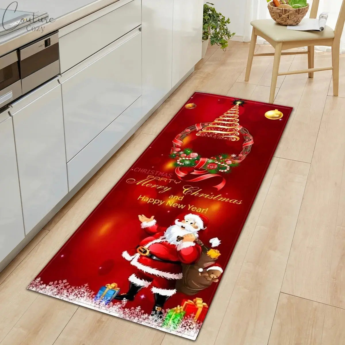 Christmas Kitchen Mats Entrance Doormat Decor Winter Xmas Hallway Balcony Rugs Bath Non-slip Foot Pad Christmas Decorations
